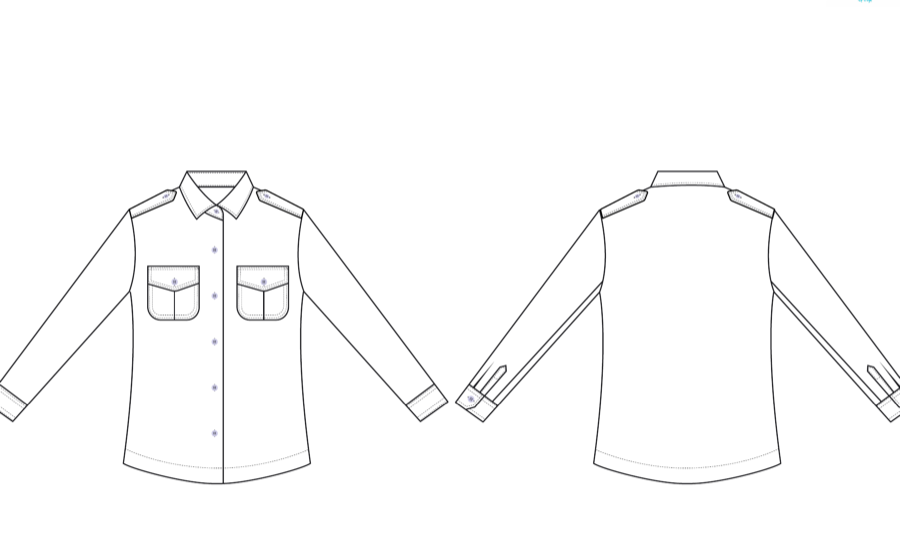 Kemeja dinas putih epaulet lengan panjang